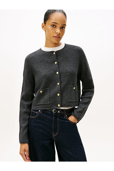 Tommy Hilfiger Gold-Tone Button Soft Wool Cardigan