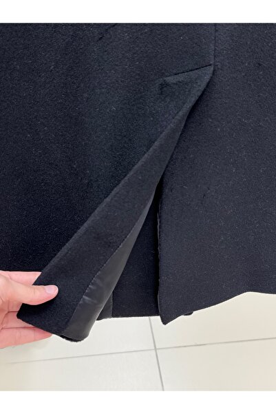 BENAHOLL Aixa Double Pocket Unbuttoned Lined Coat-Un233 Black