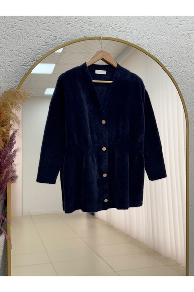 BENAHOLL Elina Gold Buttoned Belted Cardigan-Kr5026 Navy Blue