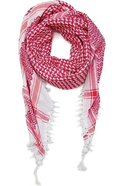 Generic Palestine Red Shemagh Headscarf Traditional Desert Scarf for Men, 100% Cotton