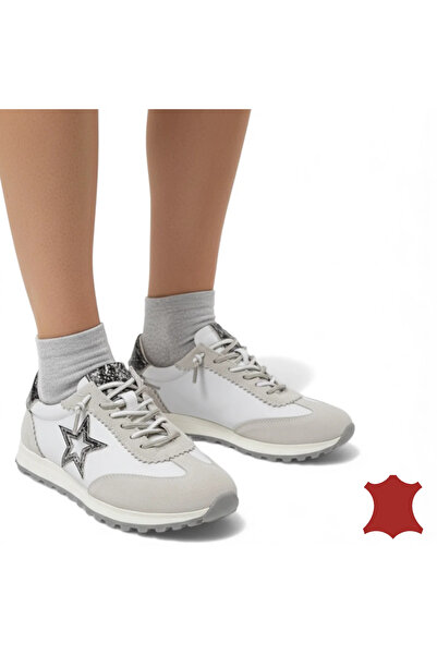 ANGEL BLUE sneakers dama din PIELE NATURALĂ , CU DETALIU ÎN FORMĂ DE STEA