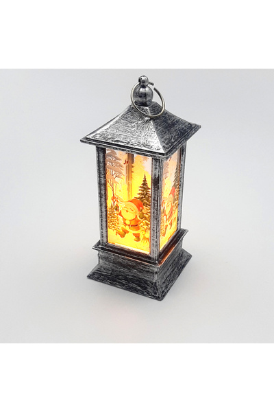 Bimotif New Year's Decoration Lantern, Led Night Light, 12.5 cm Gray Santa Claus