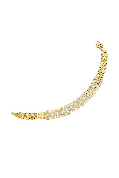FM Gold Color Vip Shiny Zircon Stone Stylish 316L Steel Women Bracelet |   Br...