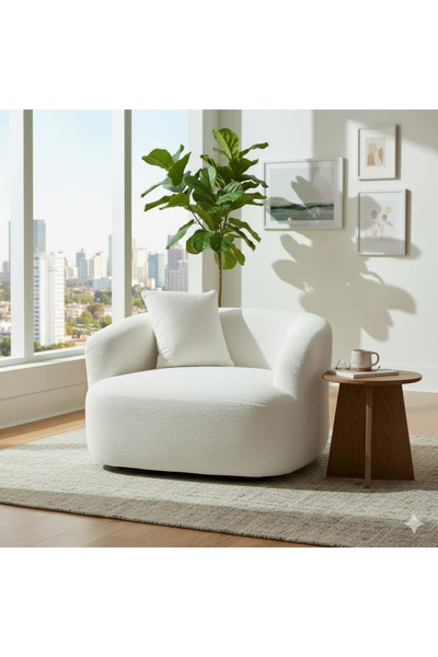 terndat White fabric recliner and swivel chair - luxurious and elegant design