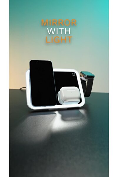 porodo Multi-Device Wireless Charging Mirror with LED Night Light - Pink