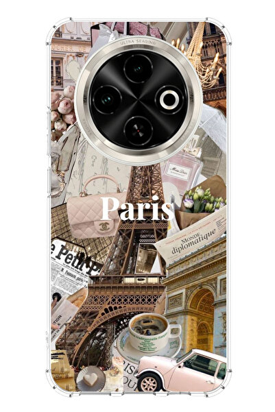 TechTree Tecno Spark 30C Compatible Paris Collage Printed Silicone Case