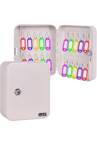 RUBIK 20-Key Metal Wall-Mounted Key Cabinet (White)