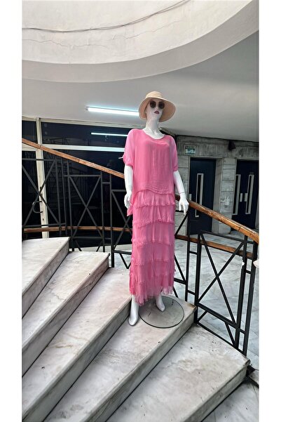 EREN STYLE Italian Size 2 Thin Looking Half Sleeve Layered Silk Dress