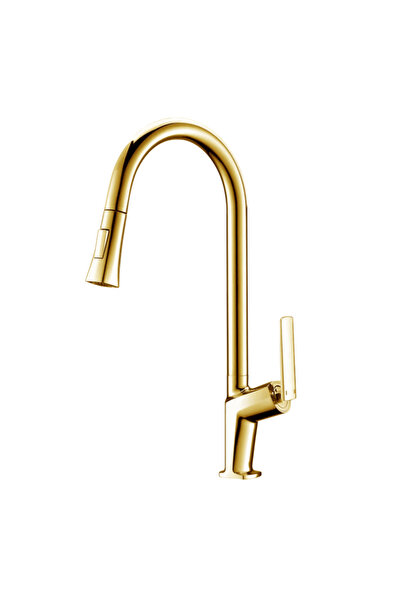 NO BRAND Kitchen Faucet with Pull-Out Spray, Luna, Glossy Gold, code 91104-G