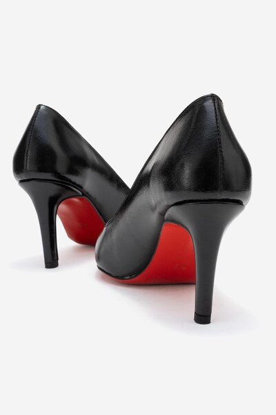 CCWAY AYAKKABI Women's Stiletto Shoes Black Crinkle