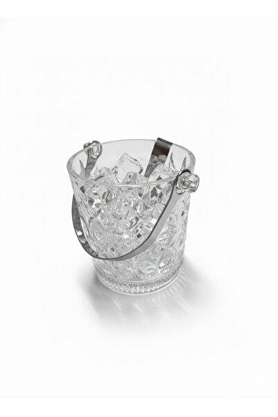 EveFix Çok Amaçlı Şık Kristal Desenli Cam Buz Kovası ve Paslanmaz Çelik Buz M...