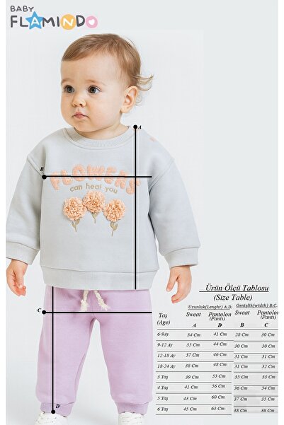 baby flamindo Lasse&Süzene Flower Embroidered Winter Set Fleece-Lined 3-Ply Baby Set