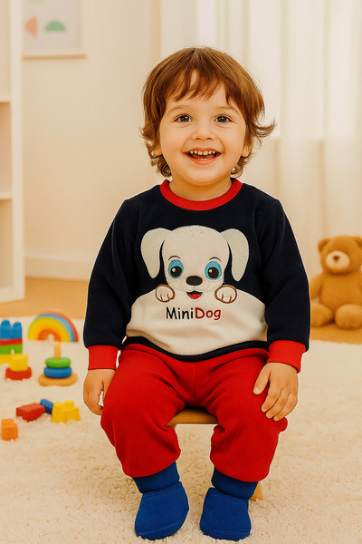 canmana kids&baby Set de lână brodat cu mini câine