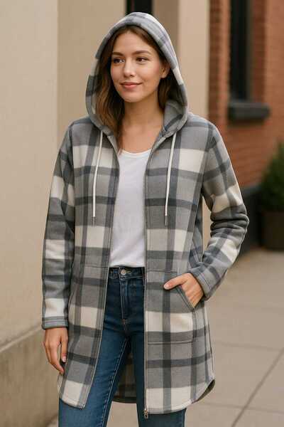 Tenra Γυναικεία μακριά ζακέτα από φλις φαρδιά εφαρμογή