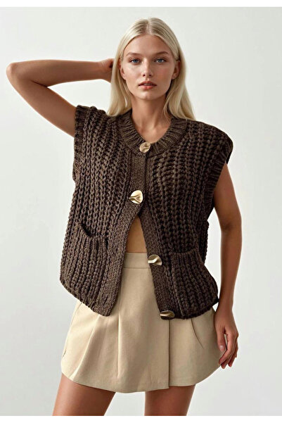 jöns since 1997 Women's Large Metal Buttoned Thessaloniki Knitted Sweater Vest