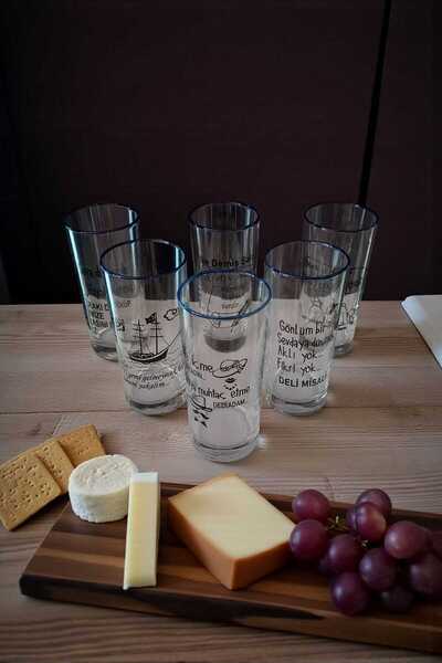 ariana sytle Lacivert Yaldızlı 6'lı 190 ml Muhabbet Rakı Bardağı