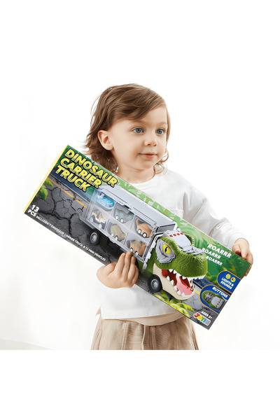 Tim Interactive Dinosaur Truck with Lights, Sounds and 6 Pull-Back Vehicles 45 × 11 × 17 cm