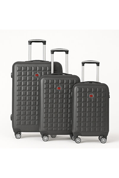 ASFAR XT-307 Set of 3 Luggage (28/24/20 Inch) | ABS Hard Case Bag with Combination Lock- Dark Grey
