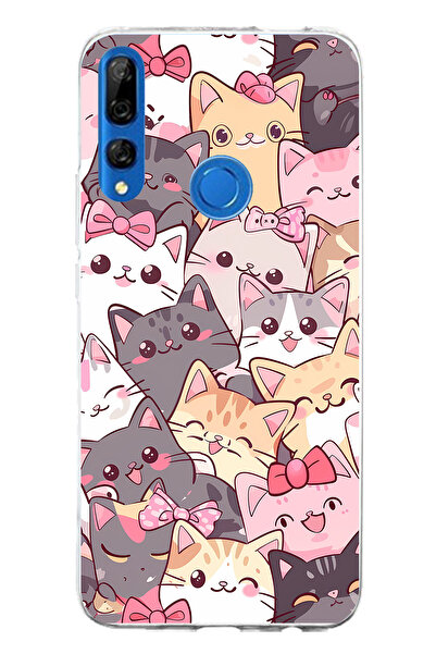 TechTree حافظة سيليكون متوافقة مع هاتف Huawei Y9 Prime (2019) Cute Cats مطبوع