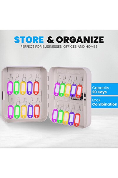 RUBIK 20-Key Cabinet Metal Key Storage Safe with Combination Lock (White)