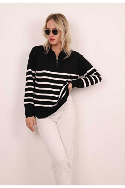 JM tricotaj cu guler polo în dungi