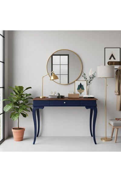 Wooding Mobilya 90 Cm Masif Rustik Lacivert Ceviz Dresuar