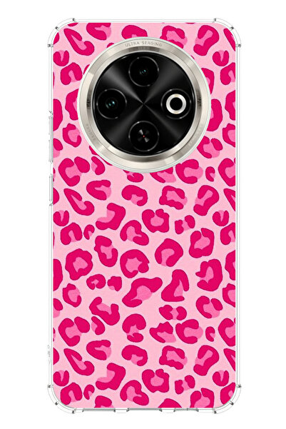 TechTree Printed Silicone Case with Pink Leopard Design Compatible with Tecno Spark 30C