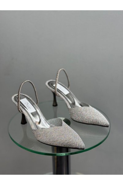 DİVA Platinum Glitter Heeled Women's Shoes