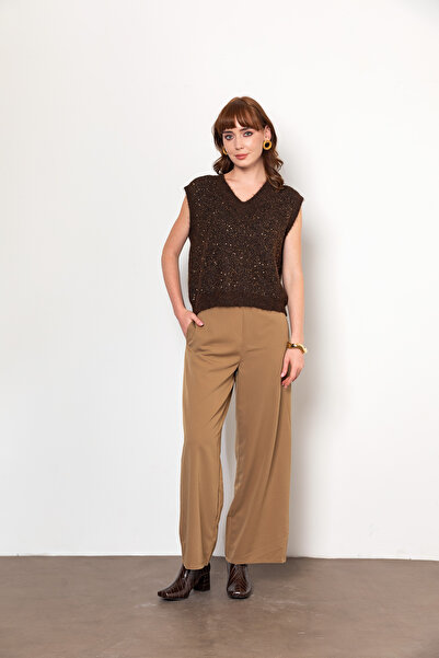 TUSSMADE Kahverengi Payetli Süveter