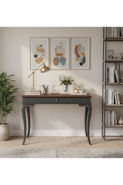 Wooding Mobilya 80 Cm Masif Rustik Antrasit Ceviz Dresuar