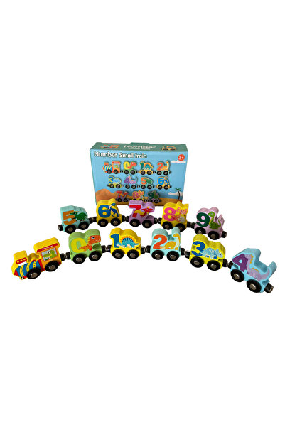 OEM Trenulet magnetic multicolor cu 10 vagoane numerotate si cu un dinozauri ...