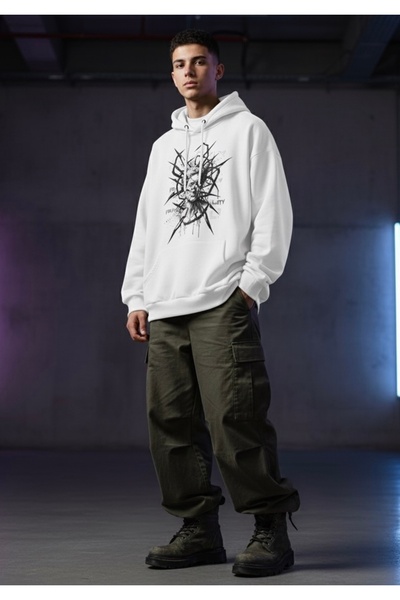Infire clothing قصة فضفاضة هودي بتصميم هش للجنسين
