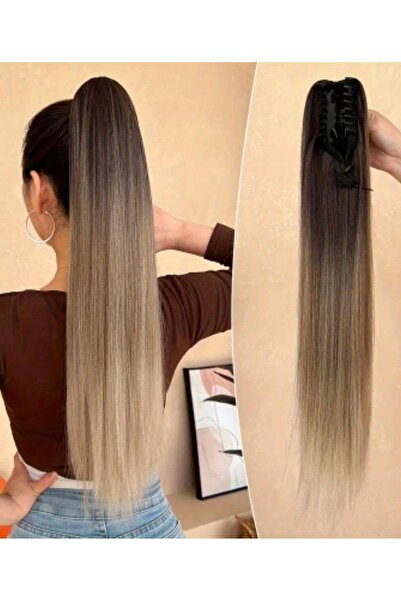 Handmadear Uzun düz ombreli at kuyruğu saç, Tak çık at kuyruğu peruk saç, Yük...