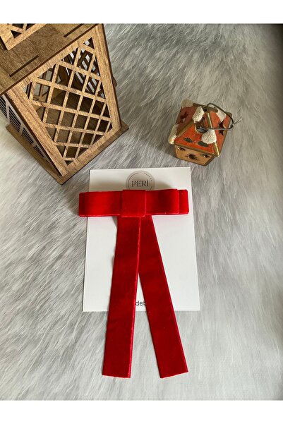 MADE BY PERİ Velvet Long Tail Bow Hair Clip –