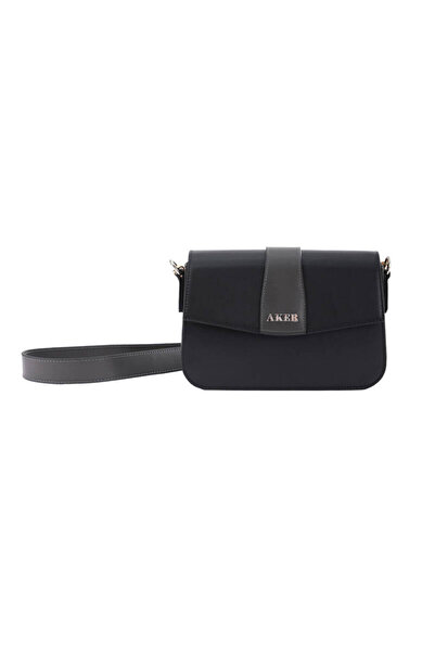 Aker Black Plain Pu Crossbody Bag Cnt20035