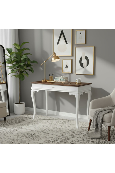 Wooding Mobilya 100 Cm Masif Rustik Beyaz Ceviz Dresuar