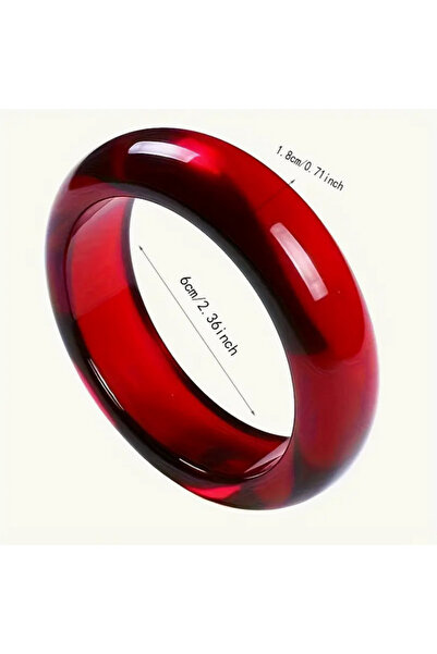 FM Minimalist Bangle Vintage Style Ruby Red Transparent Color Stylish Resin Women's Bracelet |   Bright and Stylish