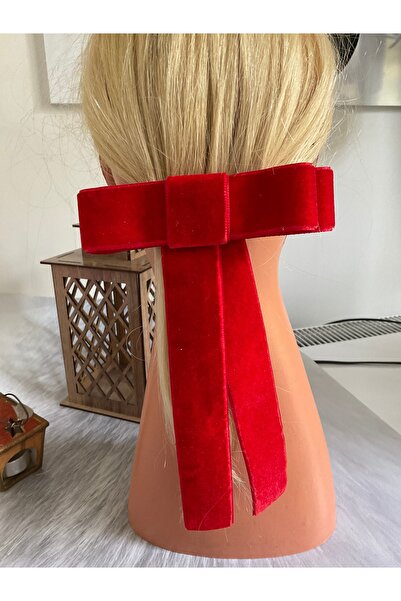 MADE BY PERİ Velvet Long Tail Bow Hair Clip –