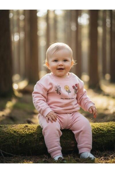 Zekids Baby Girl Floral Patterned Tracksuit Set