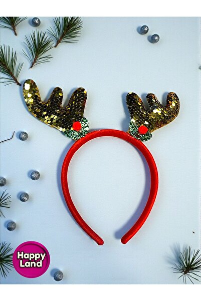 Happyland Yılbaşı Pullu Geyik Taç 1 Yeni Yıl Parti Tacı Yılbaşı Aksesuar Pullu Yeni Model