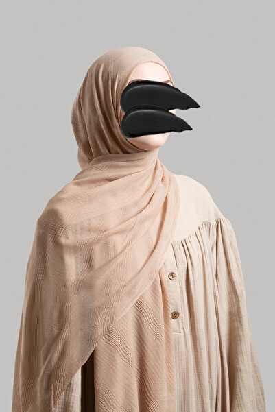 Lemaye Σάλι μουσελίνας με μποέμικο σχέδιο - ανοιχτό καφέ