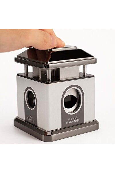 FireBird DESTKOP METAL GREY-SPACE GREY MASA TİPİ PURO MAKASI 4 FARKLI KESİCİ BÖLMELİ JF-J73-3 GREY