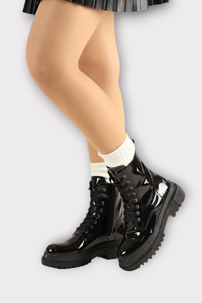 Liger Γυναικείες μπότες με χοντρή σόλα με φερμουάρ ΜΑΥΡΟ - ΜΑΥΡΟ