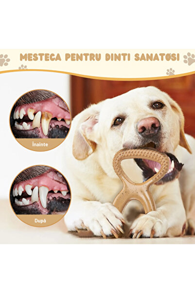 StfTauc Dog Chew Toy Bone Shape, Beef Flavor, Durable Nylon, White + 3 Free Play Balls