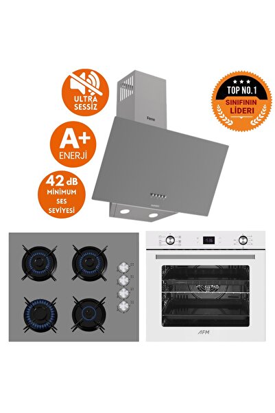 Ferre ve AFM Tech Markalı / GIVA ANTRASİT & BEYAZ Sessiz Ankastre Set (D088-SA + FM2210 + FM7701 )