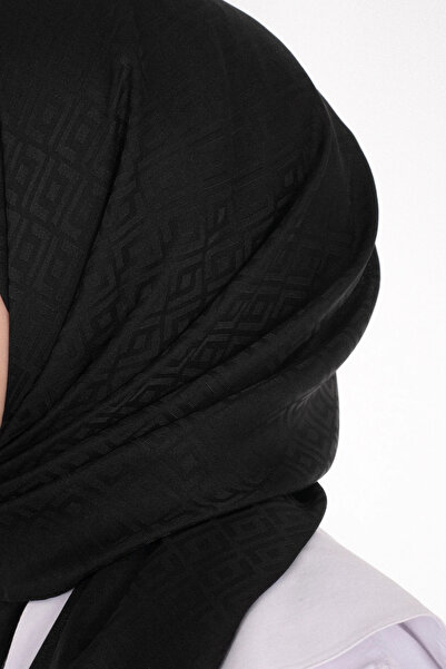 Lemaye Σάλι ζακάρ με τετράγωνο σχέδιο - Μαύρο