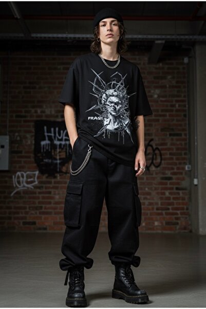 Infire clothing قصة فضفاضة تي شيرت بتصميم هش للجنسين