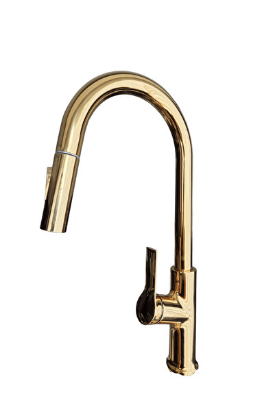 NO BRAND Baterie bucătărie Ruby, duș extractibil, auriu, cod 91098-G