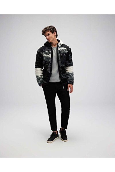 Ellesse Patterned Regular Fit Hooded Zippered Fleece Sweat Men's Sweat Em516