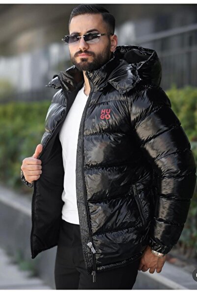HUGO PREMIUM FASHION PUFFER JACKET – BLACK GLOSSY